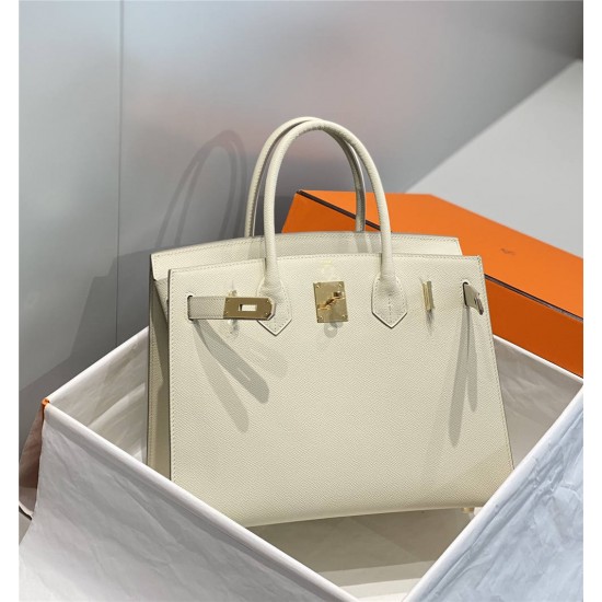 Hermes Hermès Birkin 30 Epsom External Stitching White Gold Hardware Hand-Stitched