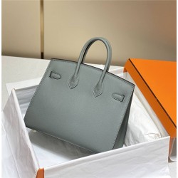 Hermes Hermès Birkin 25 Epsom External Stitching Grey-Blue Gold Hardware Hand-Stitched