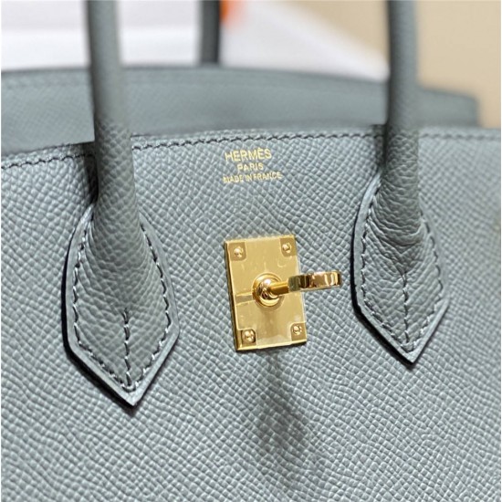 Hermes Hermès Birkin 25 Epsom External Stitching Grey-Blue Gold Hardware Hand-Stitched