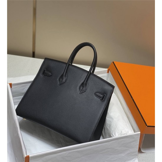 Hermes Hermès Birkin 25 Epsom External Stitching Black Gold Hardware Hand-Stitched