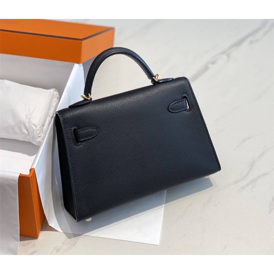 Hermes Hermès Mini Kelly 2 19 Epsom Black Gold Hardware Hand-Stitched