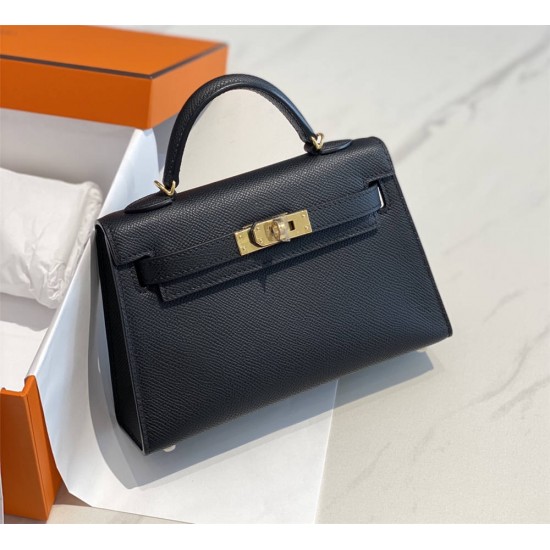 Hermes Hermès Mini Kelly 2 19 Epsom Black Gold Hardware Hand-Stitched