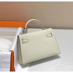 Hermes Hermès Mini Kelly 2 19 Epsom White Gold Hardware Hand-Stitched