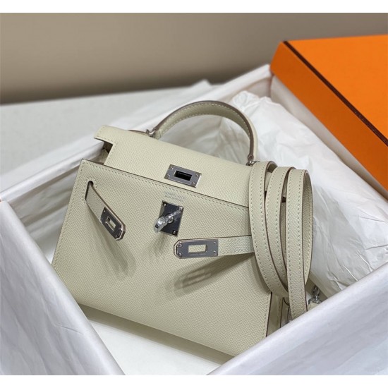 Hermes Hermès Mini Kelly 2 19 Epsom White Gold Hardware Hand-Stitched