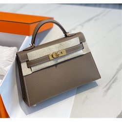 Hermes Hermès Mini Kelly 2 19 Epsom Grey Gold Hardware Hand-Stitched