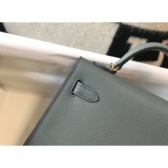 Hermes Hermès Mini Kelly 2 19 Epsom Grey-Blue Gold Hardware Hand-Stitched