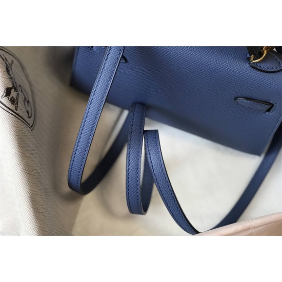 Hermes Hermès Mini Kelly 2 19 Epsom Dark Blue Gold Hardware Hand-Stitched