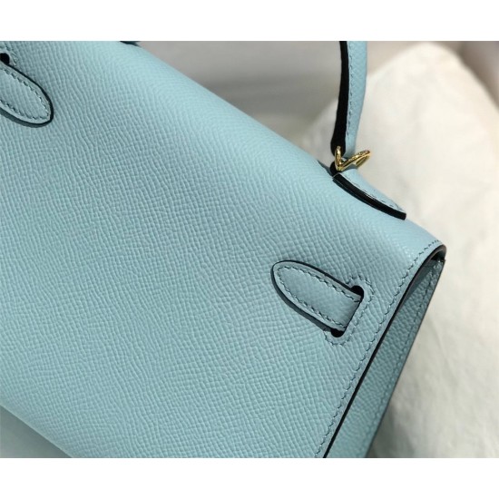 Hermes Hermès Mini Kelly 2 19 Epsom Sky Blue Gold Hardware Hand-Stitched