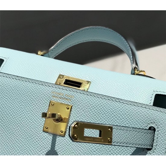 Hermes Hermès Mini Kelly 2 19 Epsom Sky Blue Gold Hardware Hand-Stitched