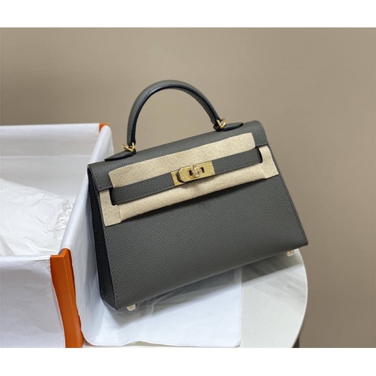 Hermes Hermès Mini Kelly 2 19 Epsom Dark Grey Gold Hardware Hand-Stitched