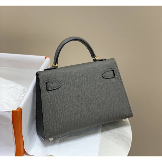 Hermes Hermès Mini Kelly 2 19 Epsom Dark Grey Gold Hardware Hand-Stitched