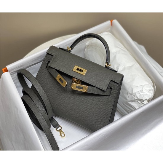 Hermes Hermès Mini Kelly 2 19 Epsom Dark Grey Gold Hardware Hand-Stitched