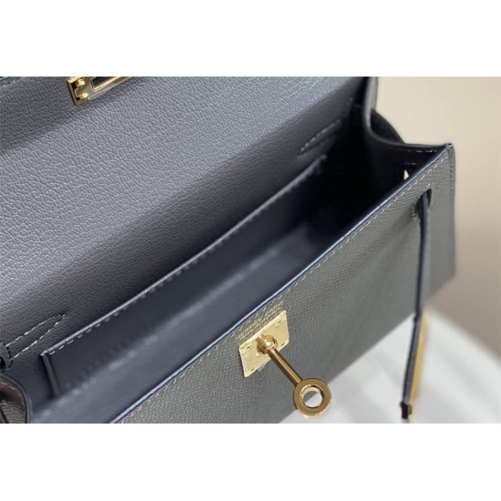 Hermes Hermès Mini Kelly 2 19 Epsom Dark Grey Gold Hardware Hand-Stitched