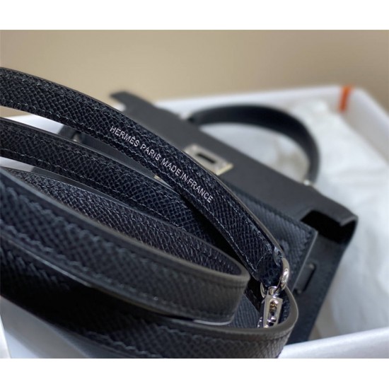 Hermes Hermès Mini Kelly 2 19 Epsom Black Silver Hardware Hand-Stitched