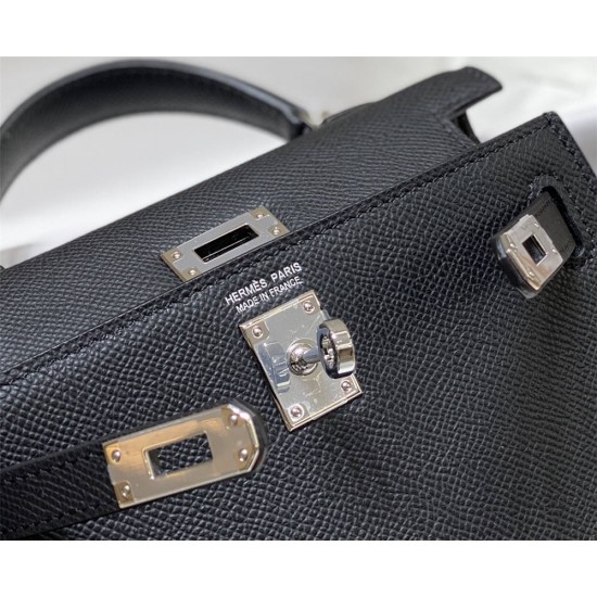 Hermes Hermès Mini Kelly 2 19 Epsom Black Silver Hardware Hand-Stitched