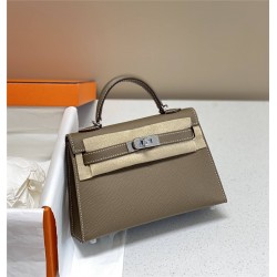 Hermes Hermès Mini Kelly 2 19 Epsom Dark Grey Silver Hardware Hand-Stitched