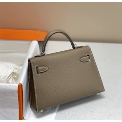 Hermes Hermès Mini Kelly 2 19 Epsom Dark Grey Silver Hardware Hand-Stitched