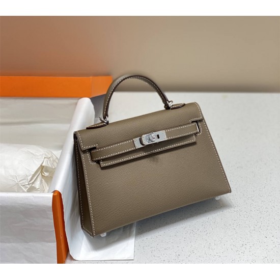 Hermes Hermès Mini Kelly 2 19 Epsom Dark Grey Silver Hardware Hand-Stitched