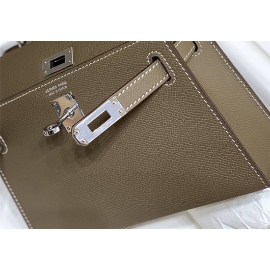 Hermes Hermès Mini Kelly 2 19 Epsom Dark Grey Silver Hardware Hand-Stitched