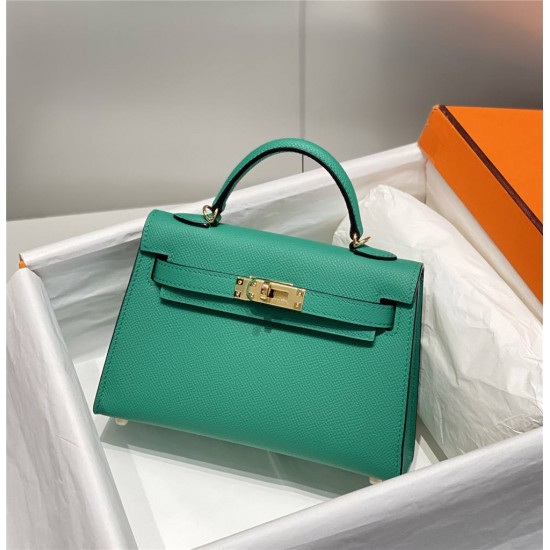 Hermes Hermès Mini Kelly 2 19 Epsom Bright Green Silver Hardware Hand-Stitched