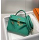 Hermes Hermès Mini Kelly 2 19 Epsom Bright Green Silver Hardware Hand-Stitched