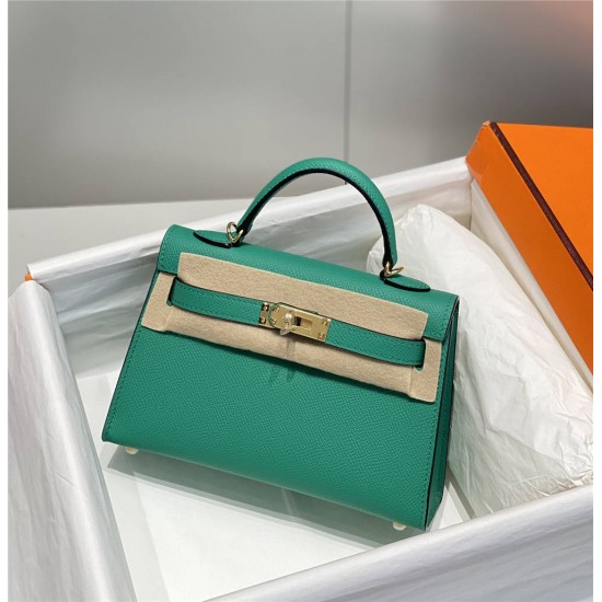 Hermes Hermès Mini Kelly 2 19 Epsom Bright Green Silver Hardware Hand-Stitched