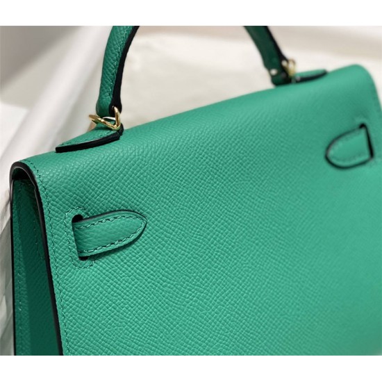 Hermes Hermès Mini Kelly 2 19 Epsom Bright Green Silver Hardware Hand-Stitched