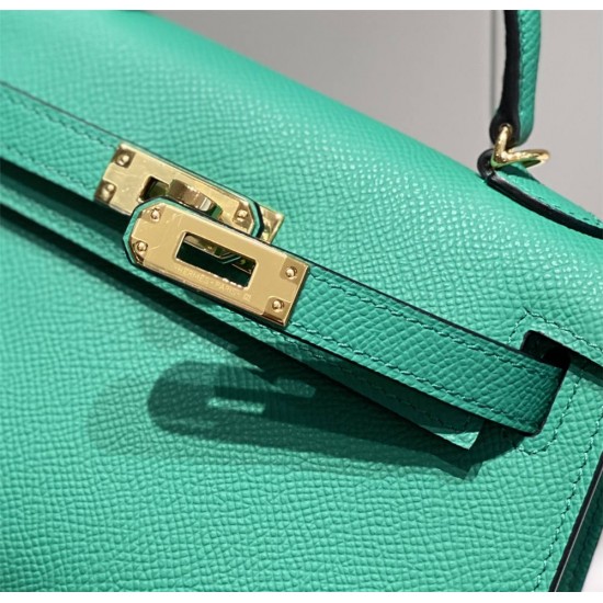 Hermes Hermès Mini Kelly 2 19 Epsom Bright Green Silver Hardware Hand-Stitched