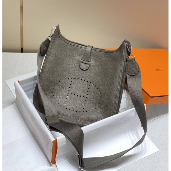 Hermes Hermès Evelyne 29 Togo Dark Grey Silver Hardware Hand-Stitched