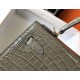 Hermes Hermès Kelly 25 Crocodile Skin Pattern Gold Hardware Grey Hand-Stitched