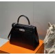 Hermes Hermès Kelly 28 Crocodile Skin Pattern Silver Hardware Black Hand-Stitched