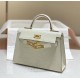 Hermes Hermès Mini Kelly 2 19 Crocodile Skin Pattern White Gold Hardware Hand-Stitched