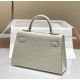 Hermes Hermès Mini Kelly 2 19 Crocodile Skin Pattern White Gold Hardware Hand-Stitched