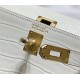 Hermes Hermès Mini Kelly 2 19 Crocodile Skin Pattern White Gold Hardware Hand-Stitched