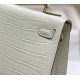 Hermes Hermès Mini Kelly 2 19 Crocodile Skin Pattern White Gold Hardware Hand-Stitched