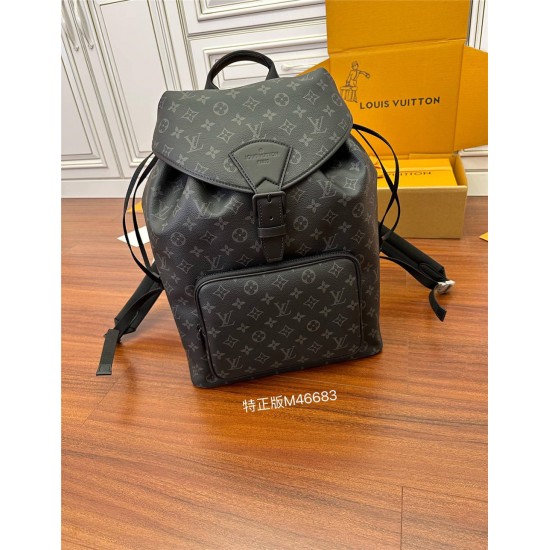 Louis Vuitton Montsouris Backpack in Monogram Eclipse Black (M46683): 32 × 40 × 19 cm