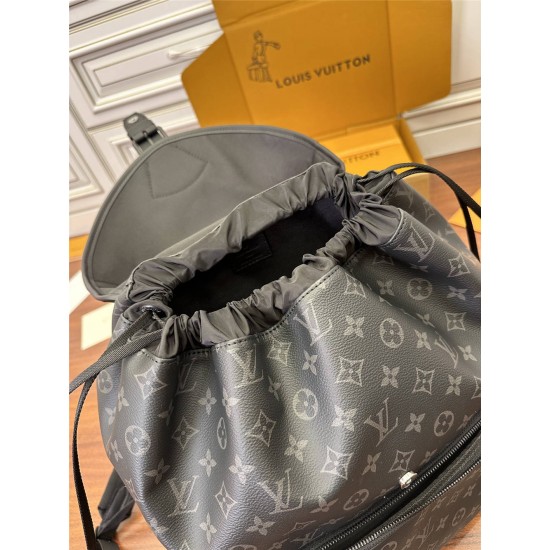 Louis Vuitton Montsouris Backpack in Monogram Eclipse Black (M46683): 32 × 40 × 19 cm