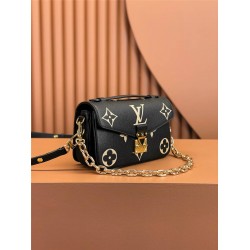 Louis Vuitton POCHETTE MÉTIS Metis EAST WEST Handbag in Monogram Empreinte Leather (M46596) - Black: 21.5x13.5x6cm