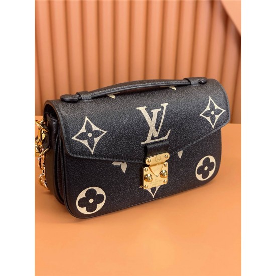 Louis Vuitton POCHETTE MÉTIS Metis EAST WEST Handbag in Monogram Empreinte Leather (M46596) - Black: 21.5x13.5x6cm