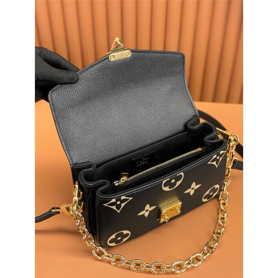 Louis Vuitton POCHETTE MÉTIS Metis EAST WEST Handbag in Monogram Empreinte Leather (M46596) - Black: 21.5x13.5x6cm