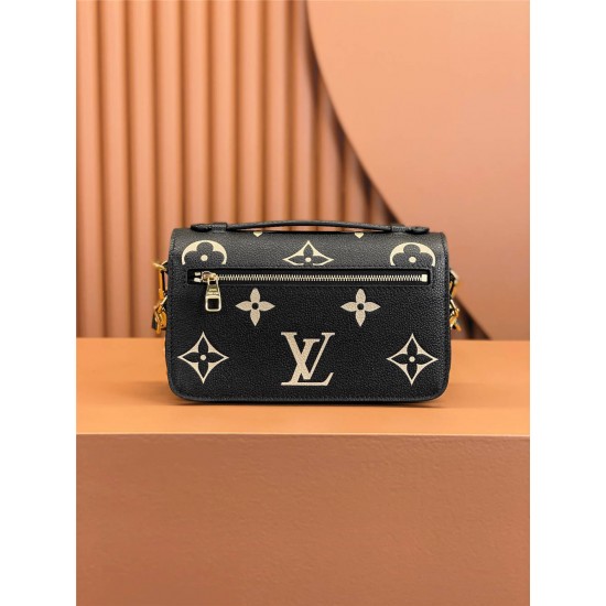 Louis Vuitton POCHETTE MÉTIS Metis EAST WEST Handbag in Monogram Empreinte Leather (M46596) - Black: 21.5x13.5x6cm