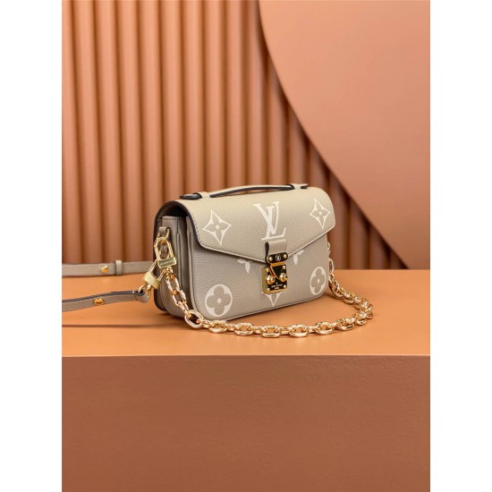 Louis Vuitton POCHETTE MÉTIS Metis EAST WEST Handbag in Monogram Empreinte Leather (M23081) - Gray: 21.5x13.5x6cm