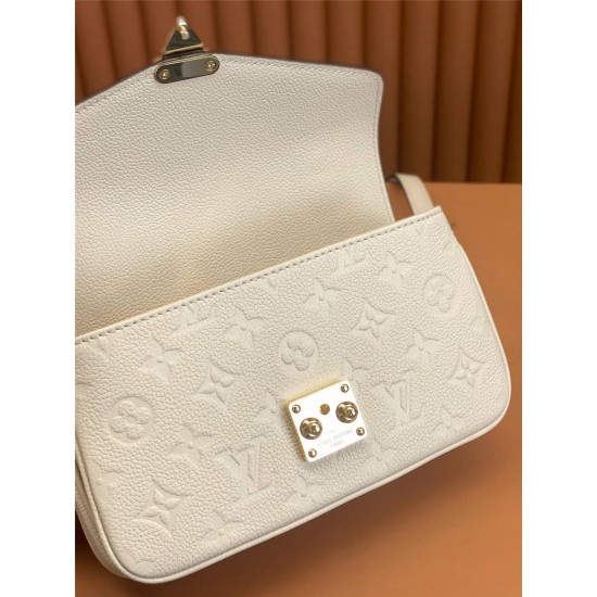 Louis Vuitton POCHETTE MÉTIS Metis EAST WEST Handbag in Monogram Empreinte Leather (M22942) - White: S-lock, 21.5x13.5x6cm