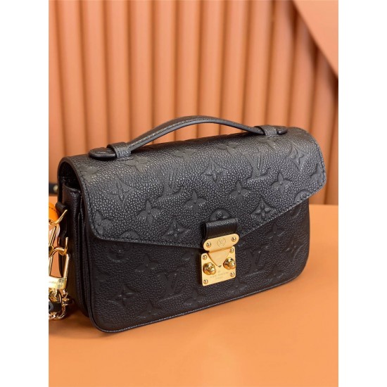 Louis Vuitton POCHETTE MÉTIS Metis EAST WEST Handbag in Monogram Empreinte Leather (M46595) - Black: 21.5x13.5x6cm