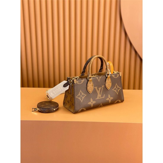 Louis Vuitton ONTHEGO EAST WEST Tote Bag (M46653): Giant Monogram and Monogram Reverse Canvas, Toron Handles, Size - 25x13x10cm