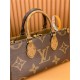 Louis Vuitton ONTHEGO EAST WEST Tote Bag (M46653): Giant Monogram and Monogram Reverse Canvas, Toron Handles, Size - 25x13x10cm