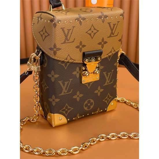 Louis Vuitton CAMERA BOX Handbag (M82465): Monogram and Monogram Reverse Canvas, Size - 12.5x17.6x6cm