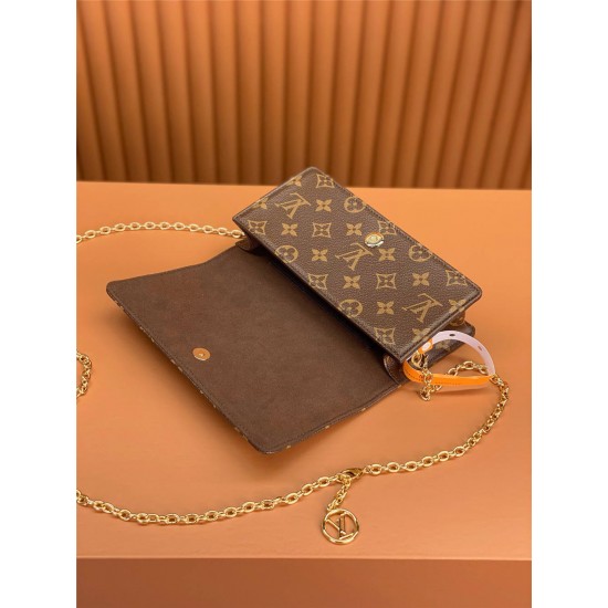 Louis Vuitton Wallet On Chain Lily (M82509): Monogram Circle Pendant, Size - 10.7x10.2x3.5cm