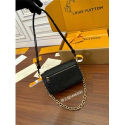 Louis Vuitton POCHETTE MÉTIS Metis EAST WEST Handbag (M46595) - Black: Monogram Empreinte Leather, S-lock clasp, Size - 21.5x13.5x6cm