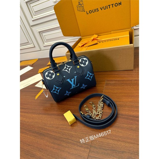 Louis Vuitton SPEEDY BANDOULIÈRE 20 Handbag (M46517) - Blue: Dégradé Monogram Empreinte Leather, Toron Handles, Adjustable Shoulder Strap, Size - 20.5x13.5x12cm